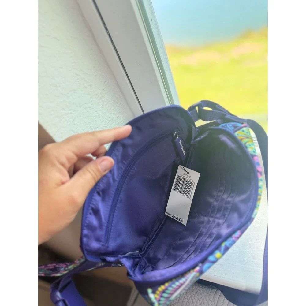 NWT! Vera Bradley Batik Leaves Purple Paisley Belt Bag Fanny Pack - Picture 7 of 11